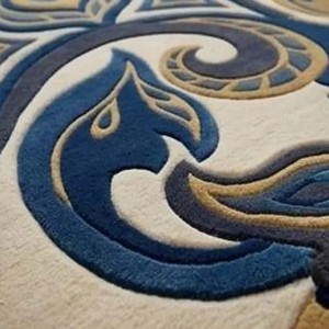 Elegant Floral Mandala Area <b>Rug</b> Custom Hand Tufted Blue Beige Decorative Carpet for Modern Luxury Interiors and Statement <b>Spaces</b> - Product Image 4