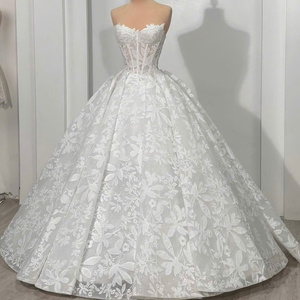 High Quality Modern Ball Gown Floor-Length Wedding Dress <b>sweet</b> <b>heart</b> bust Lace Beads Handmade Quality Wholesale OEM TL16 - Product Image 1