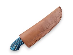 Cuchillo Nórdico de Acero de Damasco de Grado Industrial con Hoja Fija para Caza, Desollado y Camping, Mango de Madera Pakka, Espiga Completa - Product Image 4