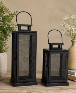 M F INTERNATIONAL EXPORTS Lámparas Cuadradas de Cristal Dorado Ecológicas para Interiores, Modelo MF-AB-385, Decoración para Bodas y Ramadán, Funciona con Batería - Product Image 4