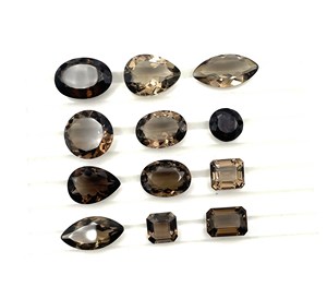 Lot de pierres précieuses en quartz fumé naturel, formes variées, taillées, 10-17 mm, pour la création de bijoux - Product Image 1