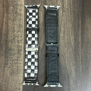 Correa de reloj Apple de cuero genuino de primera calidad, diseño de tablero de ajedrez hecho a mano, elegante correa de repuesto para hombres y mujeres - Product Image 6