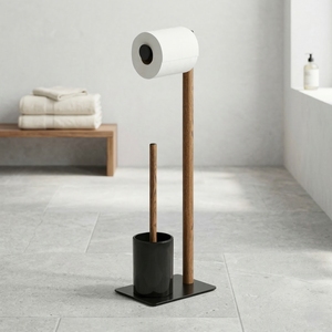 Porte-papier toilette moderne en métal, design européen écologique, avec brosse, excellent rangement, pour la maison et l'hôtel, vente en gros directe de Taïwan - Product Image 1