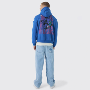 Mejores Jeans Rígidos Azul Claro con Apliques de Estrellas para Hombre, Estilo Urbano, Corte Holgado y Relajado, Denim de Peso Medio, Lavado a la Piedra - Product Image 2