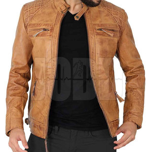 Chaqueta de Cuero para Hombre, Cálida y Transpirable para Invierno, con Cuello Alto y Logotipo Frontal, de Piel de Vaca, Estilo Casual - Product Image 2