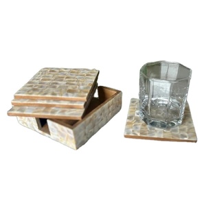 Juego de posavasos y platos de té de nácar artesanal moderno Juego de servicio de lujo hecho a mano para el hogar, la Oficina y ocasiones especiales - Product Image 2