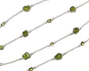 KGN SILVER JEWELLERY HOUSE Natural Peridot Gemstone <b>Long</b> Snake Chain Charm <b>Necklace</b> Solid Sterling Silver Handmade Bohemian - Product Image 6