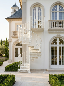 Escalier en colimaçon décoratif en fer forgé de style européen avec rampe en fer forgé pour usage extérieur dans les villas, les balcons, les porches, les centres commerciaux et les halls - Product Image 2