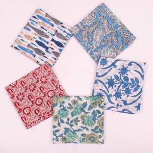 Mouchoirs en coton imprimés classiques, motif floral bleu et rouge, cadeau pour homme, style tissé écologique, unisexe adulte - Product Image 5
