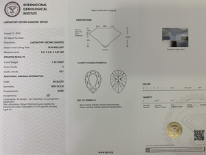 Diamants blancs cultivés en laboratoire CVD, forme poire, 1,31 ct, pureté VVS, certifiés IGI, en vrac, pour la joaillerie - Vente en gros - Product Image 3