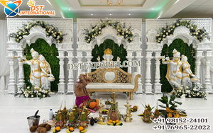 Escenario de Arangetram con tema DEL SUR DE LA India con pilares, decoración auténtica con pilares del sur de la India, Mandap DEL SUR DE LA India para bodas, Reino Unido - Product Image 3