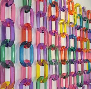 FAIZA CRAFT FC-7515 Handcrafted Multi Color Epoxy Resin Chain Link <b>Wall</b> Decor Modern <b>Art</b> Hanging Sculpture <b>Natural</b> Finish Diwali - Product Image 4