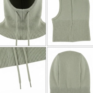 Balaclava unisexe en tricot beige avec cordons de serrage pour usage extérieur, circonférence de tête 54-56 cm - Product Image 4
