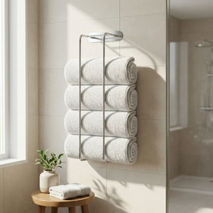 Estante de Esquina para Toallas de Baño, Metálico, Rectangular, Moderno, Duradero, para Montar en la Pared, Acabado Cromado, de Una Sola Capa, Almacenamiento para el Hogar, Taiwan-MIT - Product Image 2