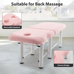 Table de massage et lit de salon professionnel avec appui-tête réglable et amovible, rangement inférieur et couche de mousse à mémoire de forme, blanc - Product Image 5