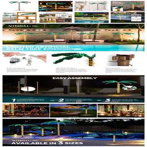 ไฟประดับสวนต้นมะพร้าว31V 6W 4ft 189อ่อนสำหรับตกแต่งสวนต้นไม้กลางแจ้งหรูหรา - Product Image 4