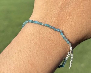 Wholesale Blue Apatite <b>Bracelet</b> Fine Gemstone <b>Bead</b> <b>Bracelet</b> with 925 Sterling Silver Extension Chain for Women - Product Image 2