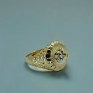 Traditional 22K Gold Om <b>Ring</b> <b>for</b> <b>Men</b> with Round Textured Design Religious Designer Finger <b>Ring</b> Indian Gold Jewellery - Product Image 3