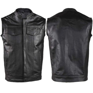 Gilet de moto en cuir premium pour homme, fermeture à boutons-pression, lacets latéraux ajustables, pour motards, gilets de moto pour homme en vente - Product Image 5