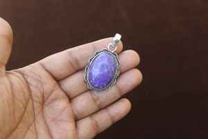 Colgante de Charoita en Plata de Ley 925, Joyería Hecha a Mano, Collar Boho Único, Regalo para Ella, Collar de Cristal Espiritual - Product Image 3