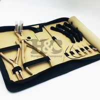 HOOPER COMPANY Nouveau Kit d'Outils Capillaires Professionnels Beige en Acier : Pince à Extensions, Ciseaux, Pince à Clip et Peigne