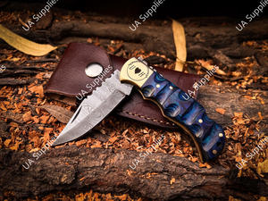 Cuchillo EDC Plegable de Acero de Damasco de Alta Calidad, con Mango de Madera Pakka y Latón, Punta de Gota, Agarre Firme y Cómodo, Afilado como una Navaja, ¡Venta Caliente! - Product Image 2