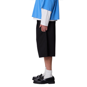 Custom <b>Mens</b> <b>Black</b> Canvas Bermuda <b>Shorts</b> Elastic Waist Drawstring Side Pockets Wide Leg Loose Fit Streetwear OEM Wholesale Supply - Product Image 3