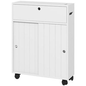 Mobiletto da Bagno Ecologico Bianco Salvaspazio in MDF PVC e Metallo per Soggiorno e Hotel - Product Image 2