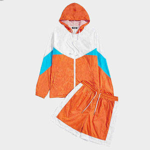 Custom Men Short Sets Windbreaker Jacket Zip up and Short Set Wind Breaker Jacket <b>Hoodie</b> CustomMade Windbreak Short Sets - Product Image 3
