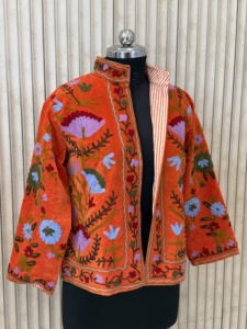 Chaqueta de Terciopelo Estampada para Mujer, Estilo Étnico Moderno, Diseño de Otoño-Invierno, Tejida a Mano, Transpirable, Ecológica, con Estampado Floral Vintage - Product Image 4