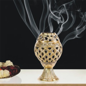 Bruciatore d'Incenso in Ottone, Ecologico, Tradizionale, Finitura Anticata, Decorativo, per Meditazione e <span class=keywords><strong>Preghiera</strong></span> - Product Image 3