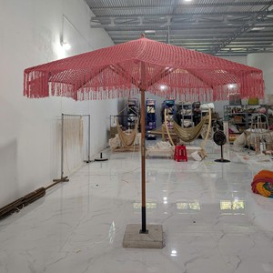 Parasol de plage en coton macramé de luxe pour hôtel, complexe hôtelier, taille personnalisée - Product Image 2