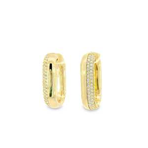 Double Dipped <b>Hoop</b> <b>Earrings</b> 14k 18k <b>Solid</b> Gold Pave Round Lab Grown Diamond Modern Luxury Huggie <b>Earrings</b> For Women Manufacturer - Product Image 1