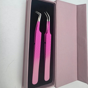 Fiber Tip 2 Piece Professional Eyelash Extension Tweezer <b>Kit</b> with Paper Coating Isolation 45Degree Curved Boot Custom Packing - Product Image 3