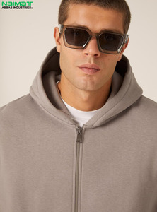 Sweat à capuche zippé intégral à manches doublement rayées bicolores pour homme, vêtement d'extérieur en polaire pour l'entraînement - Product Image 4