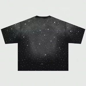 Trendy USA Rhinestone <b>T</b> Shirt Men Sparkle Bling Luxury Cotton Shirt Stylish Casual Streetwear Front <b>Back</b> Design - Product Image 4