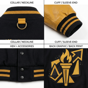 Veste universitaire surdimensionnée de qualité supérieure pour homme, 550 GSM, en laine méltone, manches en cuir véritable, style streetwear asymétrique, manteau de fraternité personnalisé - Product Image 4