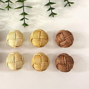 Ensemble de boutons de porte en rotin de luxe fait à la main boutons de traction naturels pour portes de tiroir de placard de commode de chambre - Product Image 5