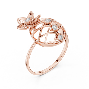 Anillo de Compromiso de Oro Rosa, Anillo de Bodas de Oro de 18K, Joyería de Diamantes para Mujer - Product Image 2