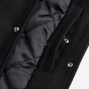 Streetwear Custom Patchwork Letterman Logo Zipper Varsity Jackets <b>Top</b> Loose Spring Baseball Jacket Leather Coat for Men's - Product Image 2