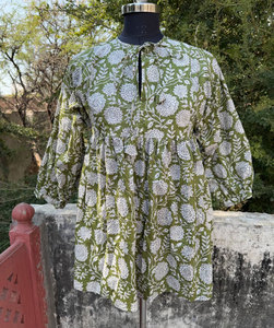 Tunique imprimée en coton pour femmes, mini-robe à col rond, confortable, décontractée, à porter au quotidien - Product Image 5