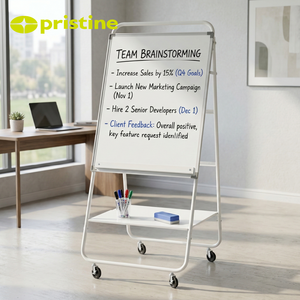 Chevalet de tableau blanc portable en métal avec roulettes et étagère de rangement, taille standard pour usage professionnel - Product Image 2