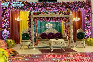 Elegant Wedding <b>Stage</b> Swing & Decorative <b>Props</b> Indian Wedding Bride Groom <b>Stage</b> Swing Gujarati Garba Night Decor <b>Stage</b> Decor - Product Image 2
