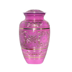 Urnes funéraires en laiton classiques et de haute qualité avec design taillé en diamant couleur or et rose foncé fini pour les cendres humaines - Product Image 1