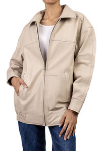 Chaqueta de piel de oveja auténtica para mujer, talla grande, diseño sólido, moda de otoño, con forro de lino. - Product Image 4