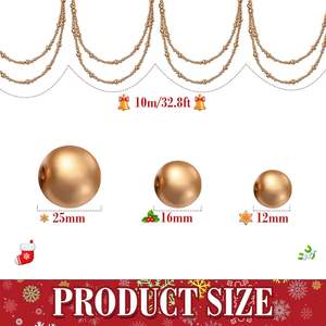 Wooden Beads Farmhouse <b>Wall</b> Hanging Decor Natural Prayer Beads Garland for Christmas Rustic Home <b>Table</b> Tree Decoration - Product Image 2