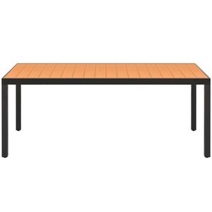 Conjunto de Comedor de Aluminio WPC Negro y Marrón con Ratán de PVC y Acero para Jardín - Product Image 4