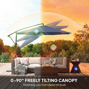 Ombrellone da Patio Blu Navy da 3 Metri con Design a Sbalzo Girevole a 360°, Manovella e Copertura Inclinabile - Product Image 5