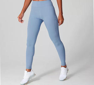 Leggings noirs taille haute avec bandes latérales blanches, longueur cheville, sportifs, tricotés, extensibles, pour femmes - Product Image 6