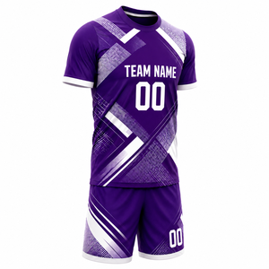 Tenue de football haut de gamme coupe athlétique, ensemble maillot et short imprimé couleur unie, personnalisable pour équipe, entraînement et matchs professionnels - Product Image 4